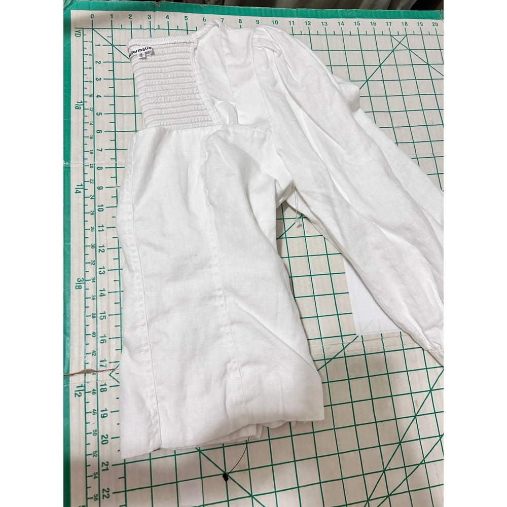 Reformation 12 Tasha Linen Top White Square Neck Puff Sleeve Cottage Milkmaid - Picture 6 of 11